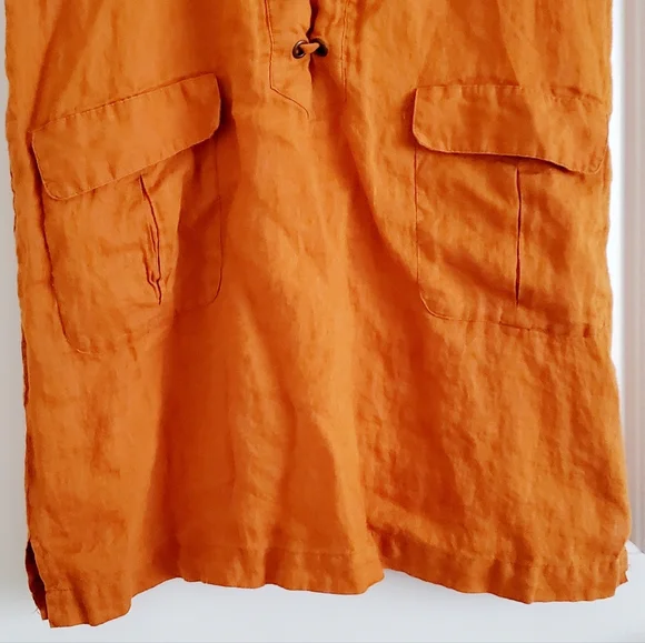Anthropologie Maeve orange rust collared linen dress - Picture 6 of 7